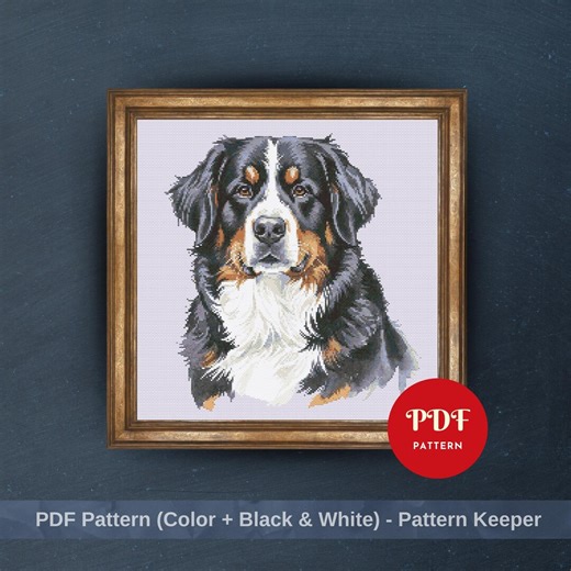Bernese Mountain Dog Cross Stitch Pattern, Dog Portrait Embroidery Design, Pet Needlepoint Chart, Easy Cross Stitch PDF Pattern, Instant,diy - Etsy