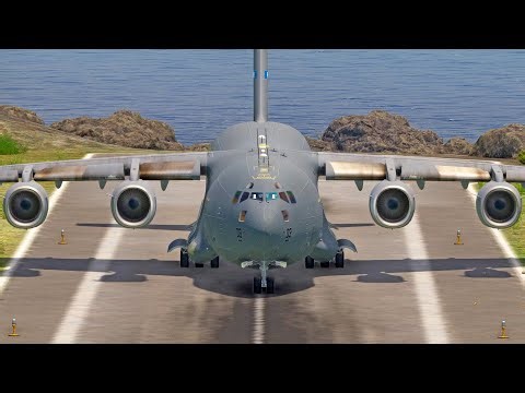 This Pilot Is Insane! Flying a NATO C-17 Off a Tiny Runway!