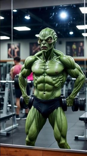 “Green Alien Bodybuilder Gym Transformation 🔥 | एलियन की जबरदस्त बॉडीबिल्डिंग!”