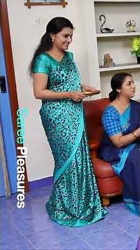 193: Hot Aunty | Tamil aunty Shruthi Raj hot in Satin Silk Saree | Tamil serial actress | Side saree