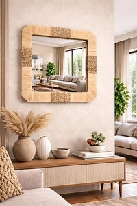 Miroir en rotin artisanal : décoration murale bohème, 15,9 pouces, miroir pour salon, chambre à coucher, entrée - Etsy France