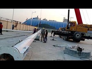 30 meter lamp post installation work in 132kv substation by chines guys