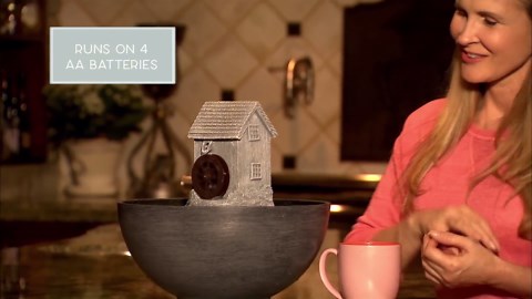 Bernini Casa Cottage Mini Water Fountain, for Outdoor, Garden, Patio, Indoor, Tabletop, Miniature Fountain, Water Fountain Outdoor Electric, Water Wheel Cordless Fountain (Grey)