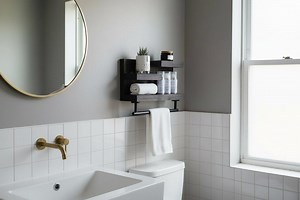 Bathroom Shelf With Modern Towel Bar, Bathroom Wall Decor, Country Rustic Storage, Modern Farmhouse, Apartment Decor - Etsy