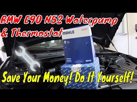 BMW E90 N52 328i Water Pump And Thermostat Install Replacement