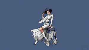 Princess Leia with R2-D2 from Star Wars 4K Rare Gallery wallpaper