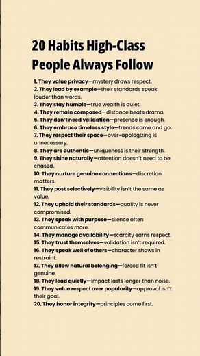 20 Habits High Class People Always Follow