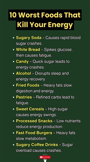 10 Foods That Drain Your Energy