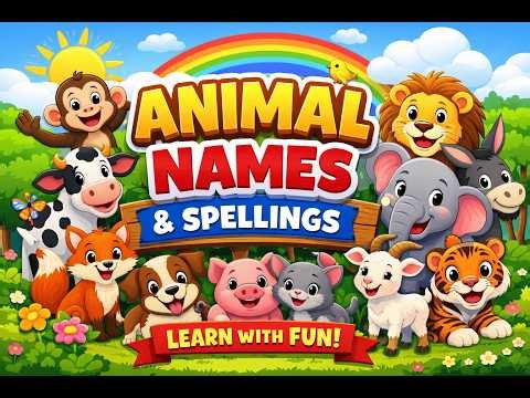 Animal Names with Spelling | Learn Animals for Kids | Nursery Learning Video