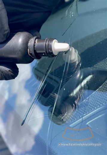 Long Crack stopped 🛑 and minimized ✅ #windshieldrepair #beforeandafter #process #wow #viral