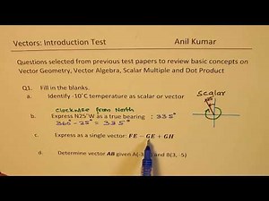 Vectors Introduction Part 1 Test IB Math MCV4U MHF4U4 5 - EDEXCEL - GCSE