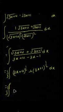 Evaluate ∫ 1 / (√(3x+4) - √(3x+1)) dx | Cengage Integration 7.11 #Shorts #Maths