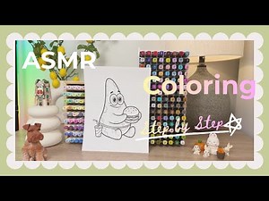 Step-by-Step ASMR Coloring 🍔 | Patrick Star Eats in Style ASMR | No Talk & Crisp Marker Sounds