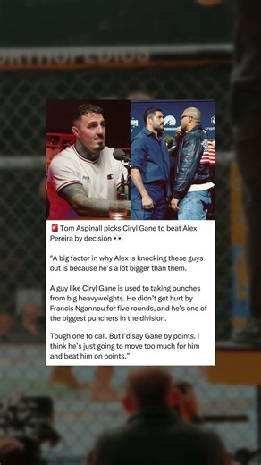 Tom Aspinall on Gane vs Pereira