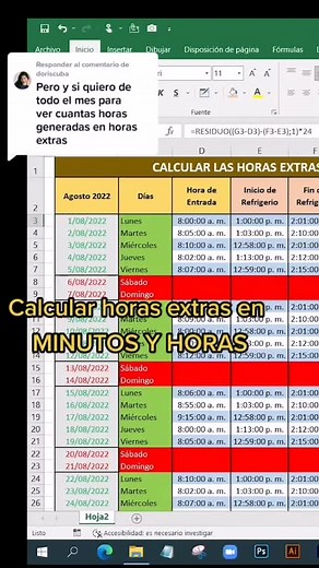 Cómo calcular horas extras en Excel fácilmente