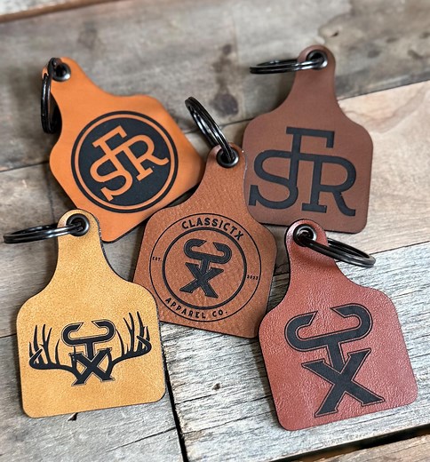 Custom Cow Tag Keychain: Personalized Western Leatherette Keyring - Etsy