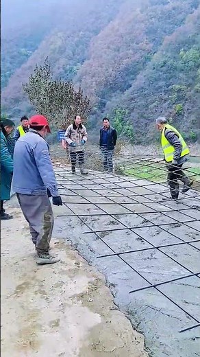 The process of placing reinforcement mesh on concrete