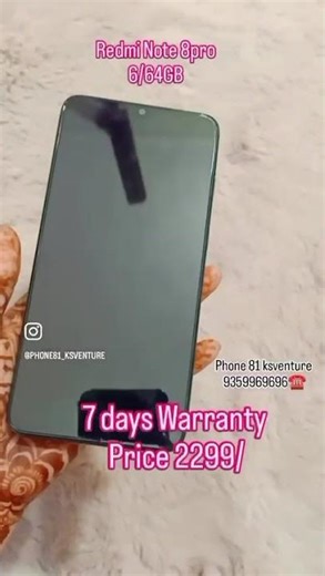 Redmi Note 8 Pro 6gb 64gb Only Rs. 2299
