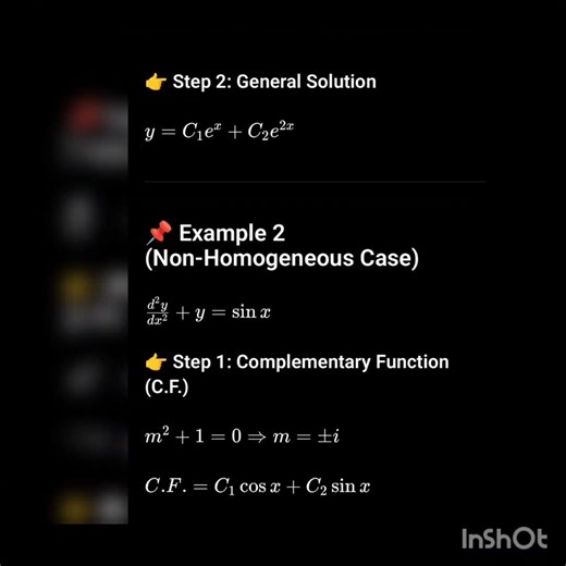 Example of Second order linear differential equation.Step by step solution ke liye comment kare.