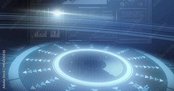 Futuristic data visualization and analysis animation with graphs and charts