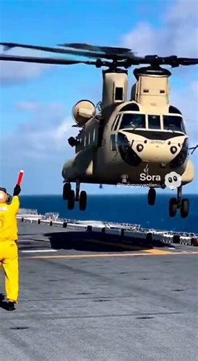 Heavy-Lift CH-47 Chinook Touches Down on Aircraft Carrier