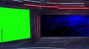 Dynamic Virtual News Studio Green Screen Loop for Dynamic Reporting