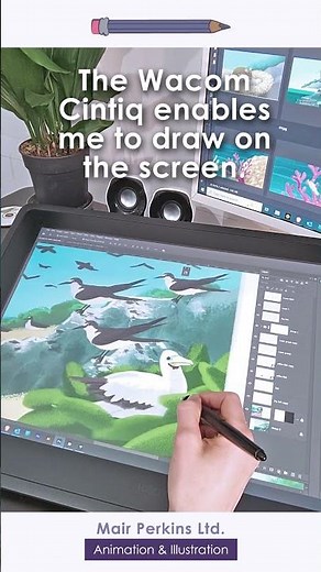 Working on storyboard illustrations for an animation about coral reef ecosystems