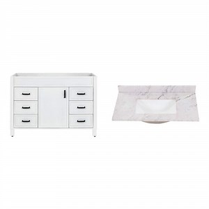 Home Decorators Collection Winsome 48 in. White Bath Vanity Cabinet and 37 in. x 22 in. Lunar White Vanity Top Combo - The Home Depot