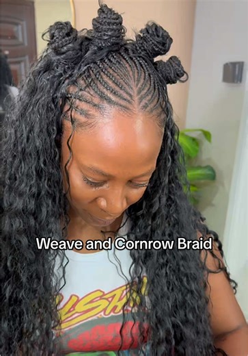 Stunning Half Weave and Half Cornrows Braided Style
