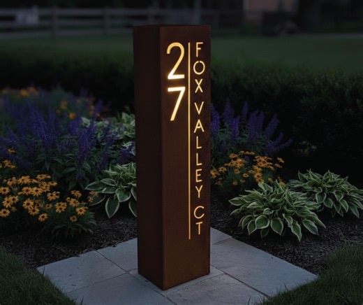 Metal Address Column / Metal Address Sign for House / Modern Metal Address Plaque / Metal Address Sign for Yard / Housewarming Gift - Etsy Canada