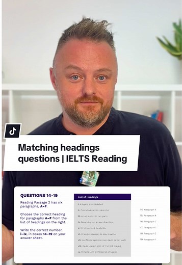 Do you know how matching headings questions work in the IELTS Reading test? 🤔 This type of question checks if you can identify the main idea of a passage. Comment your answer and see if you got it right. #IELTS #IELTSPreparation #IELTSReading #EnglishLearning #LearnEnglish