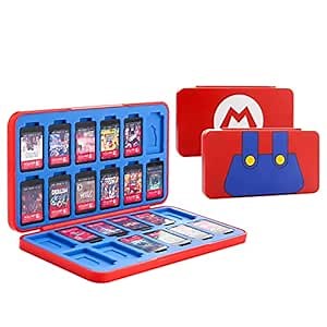 GLDRAM Game Card Case for Nintendo Switch 2/NS/Lite/OLED Card, Soft Lining Game Case Storage with 24 Game Slots & 24 Micro SD Card Slots, Portable Game Cartridge Holder with Magnetic Closure for Mario