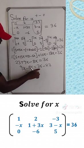 Calculando el valor de x en una matriz 3x3