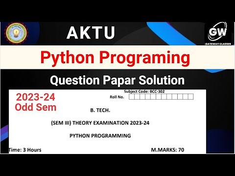 AKTU 2023-24 Python Solution I Python Question Paper 2023-24 Odd Sem