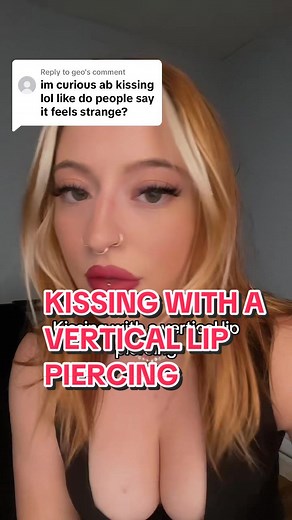 Kissing with a Vertical Lip Piercing