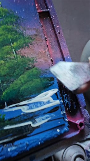 Quick painting with spray paint on poster #artreels #paintingreveal #spraypaint | Amethyst Vazquez