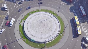Beautiful tilting aerial shot of Slavija Square, Belgrade | Premium Stock Video Footage