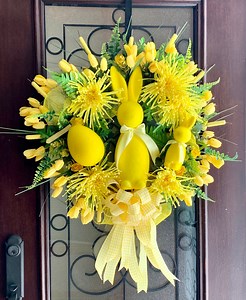 Yellow Flocked Bunny Wreath - Etsy