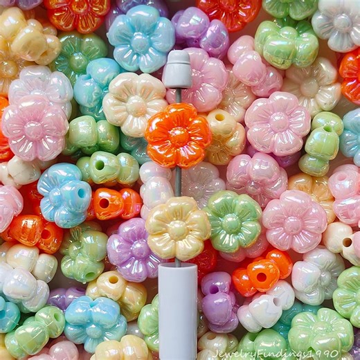 UV Small Flower Resin Beads Mix,bubblegum Acrylic Beads,flower Focal Bead - Etsy