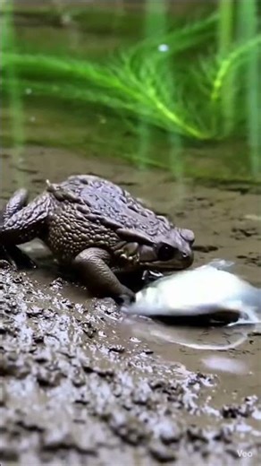 Frog eating fish