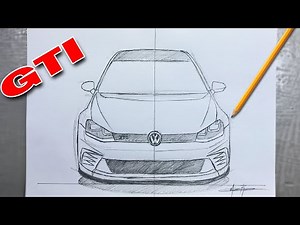 How to Draw a 2024 Volkswagen Golf GTI with a Pencil Step by Step