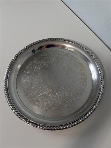 Vintage WM Rogers Silverplate Tray | Floral Engraved Rope Edge, 12.5 Inch - Etsy