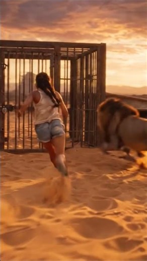 She Outsmarted a Lion in the Desert 😳🔥 #Shorts" #animalshorts #wildlife