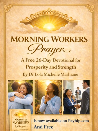 Morning Workers Prayer 🙏🏽 A FREE 26-Day Devotional for Prosperity & Strength By Dr Lola Michelle Mashiane Start your mornings in prayer. Build consistency. Walk closely with God. 📖 Now available on Payhip 🔗 Click the link in my bio to download for FREE #MorningWorkersPrayer #DailyPrayer #WalkWithGod #ChristianTikTok #FaithJourney
