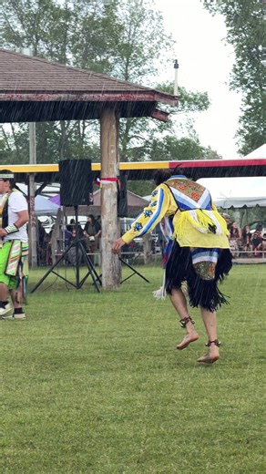 Grass Dancer Powwow: Tyrell Indigenous Dancer Performing in the Rain