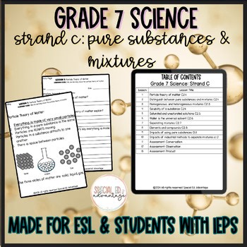 Modified Grade 7 Science Strand C: Pure Substances and Mixtures- Ontario