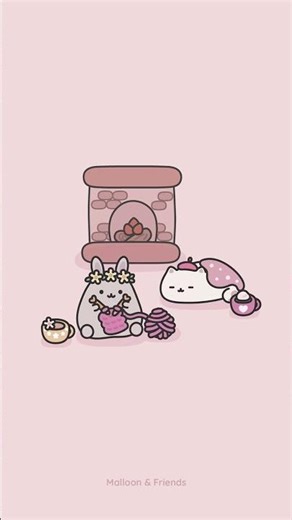 Cozy Fireplace ASMR with Cute Kawaii Cats | Soft Winter Vibes