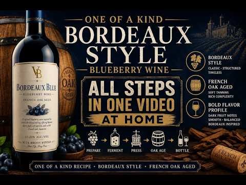 I Made a Bordeaux-Inspired Blueberry Wine at Home (All Steps in One Video)!