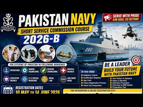 Pakistan Navy SSC 2026-B Jobs | Eligibility, Branches, Registration Date & Test Pattern