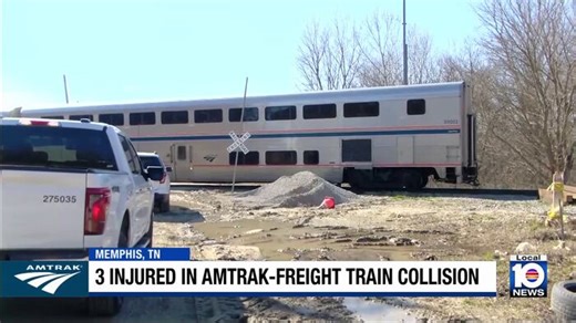 Collision between Amtrak passenger train, freight train in Tennessee injures 3 people